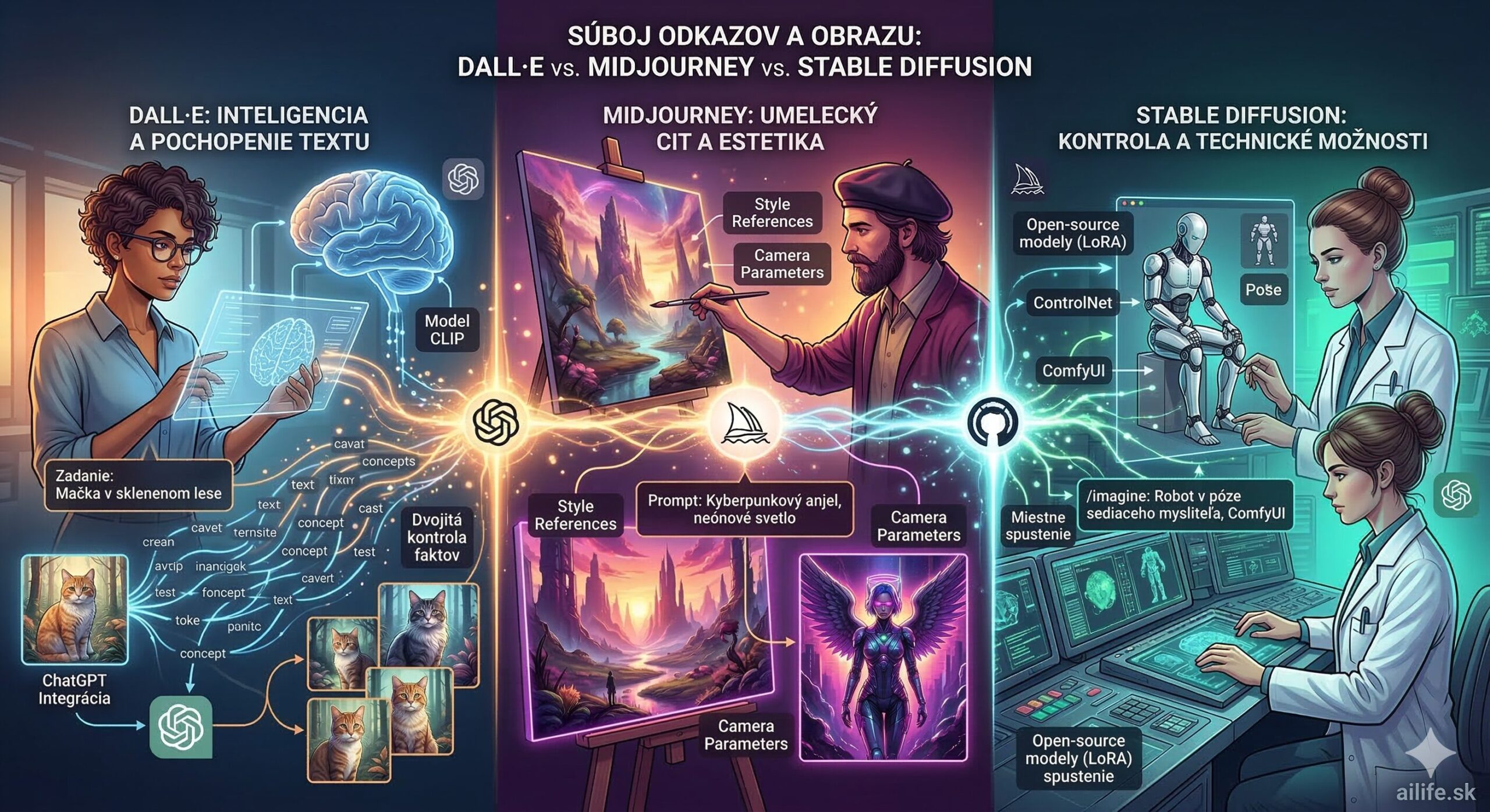 DALL·E vs. Midjourney vs. Stable Diffusion - porovnanie